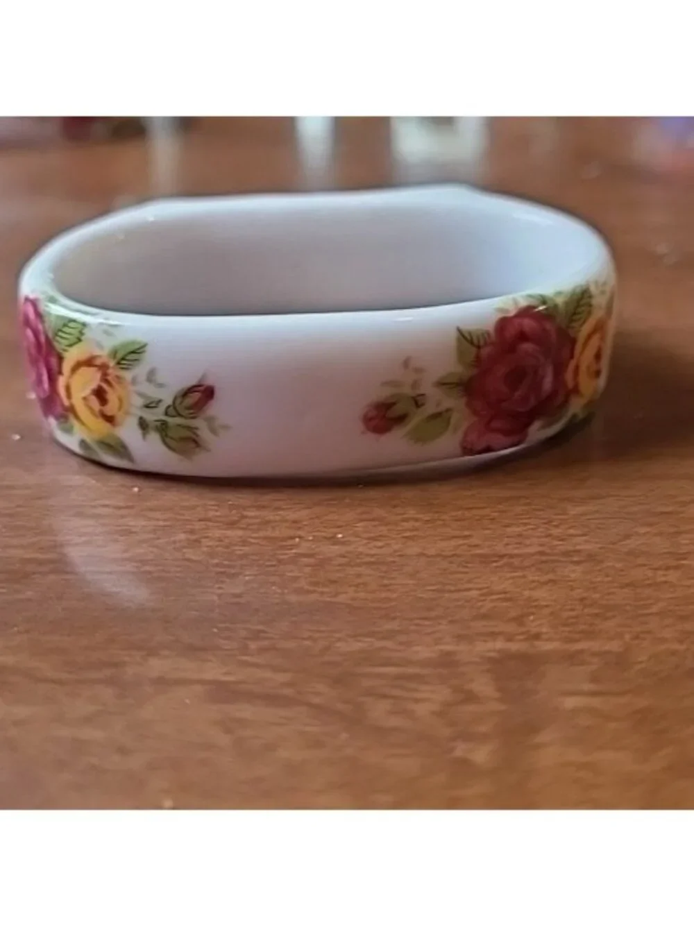 Vintage Genuine Bone China Cottage Rose‎ Napkin Rings Set of 4 Floral Taiwan